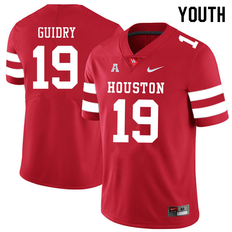Youth #19 C.J. Guidry Houston Cougars College Football Jerseys Sale-Red - Click Image to Close
